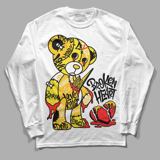 Jordan 4 Retro “Vivid Sulfur” DopeSkill Long Sleeve T-Shirt Broken Heart Graphic Streetwear - White 