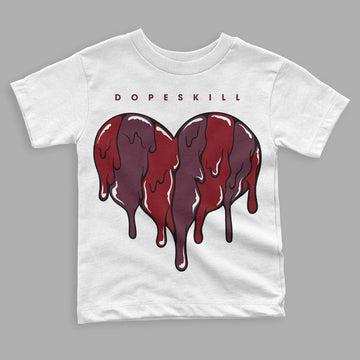 Jordan 5 Retro Burgundy (2023) DopeSkill Toddler Kids T-shirt Slime Drip Heart Graphic Streetwear - White