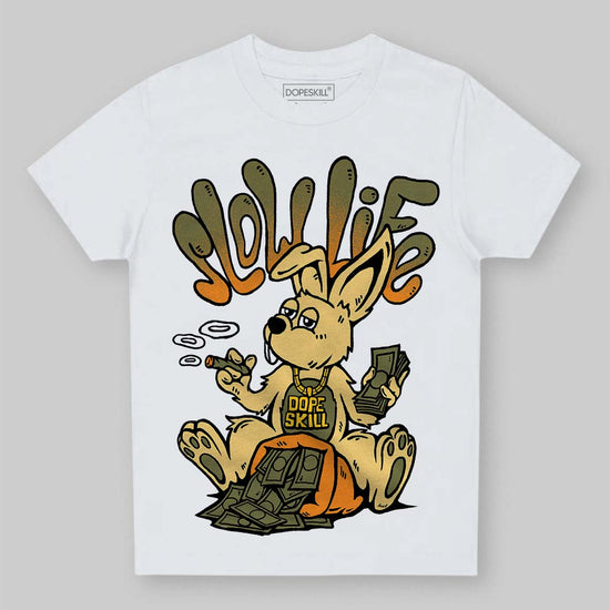 Olive Sneakers DopeSkill Toddler Kids T-shirt Slow Life Graphic Streetwear - White