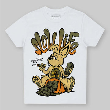 Olive Sneakers DopeSkill Toddler Kids T-shirt Slow Life Graphic Streetwear - White