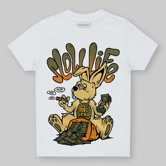 Olive Sneakers DopeSkill Toddler Kids T-shirt Slow Life Graphic Streetwear - White