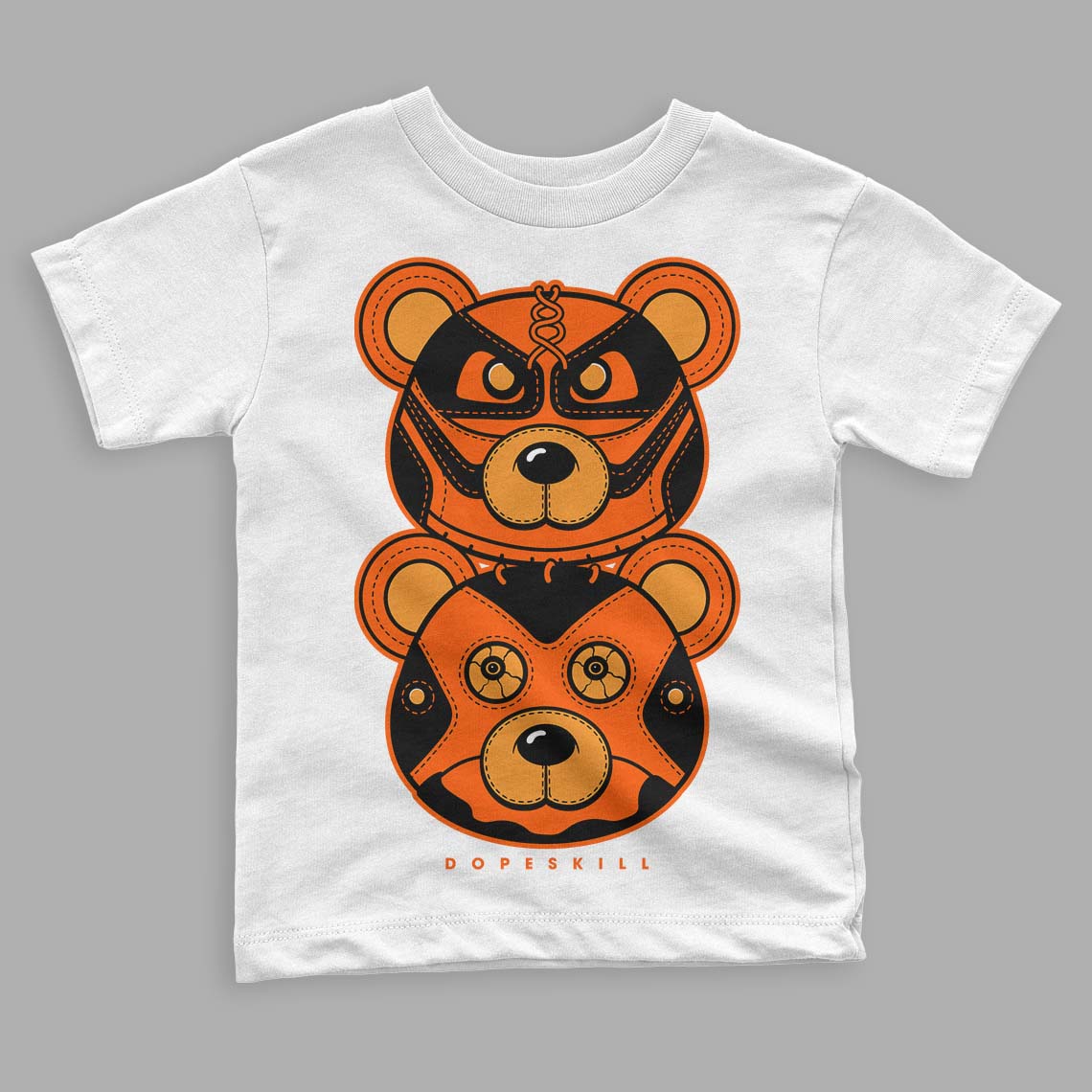 Jordan 12 Retro Brilliant Orange DopeSkill Toddler Kids T-shirt Leather Bear Graphic Streetwear - White