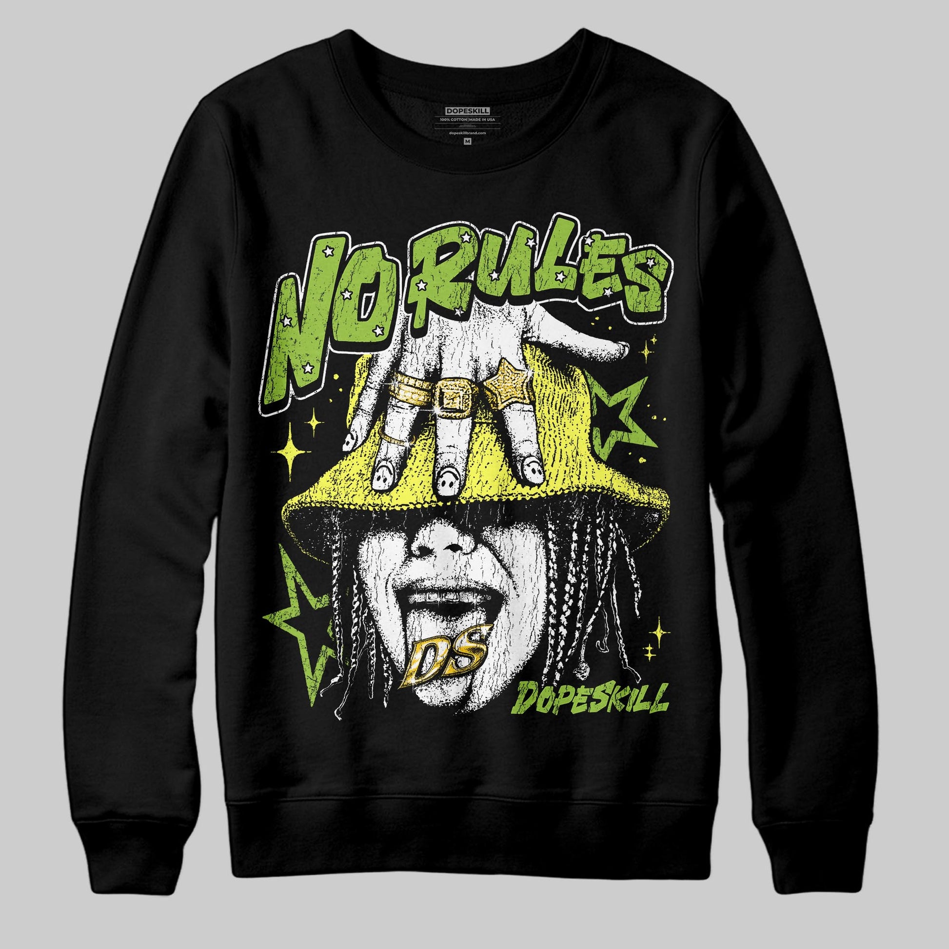Green Sneakers DopeSkill Sweatshirt No Rules Graphic Streetwear - black