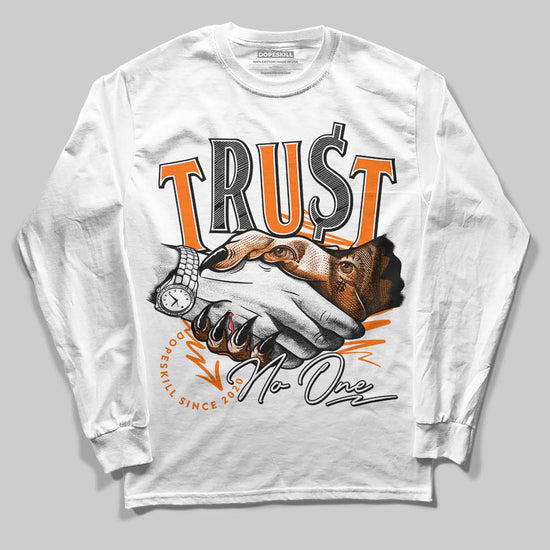 Orange, Black & White Sneakers DopeSkill Long Sleeve T-Shirt Trust No One Graphic Streetwear - White 