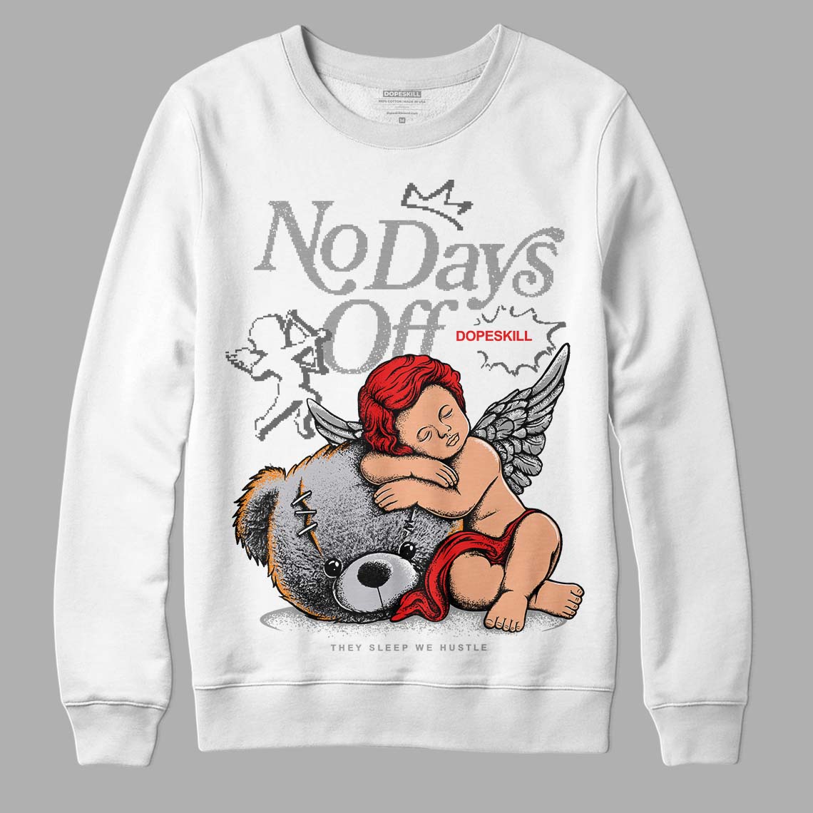 Grey Sneakers DopeSkill Sweatshirt New No Days Off Graphic Streetwear - White 