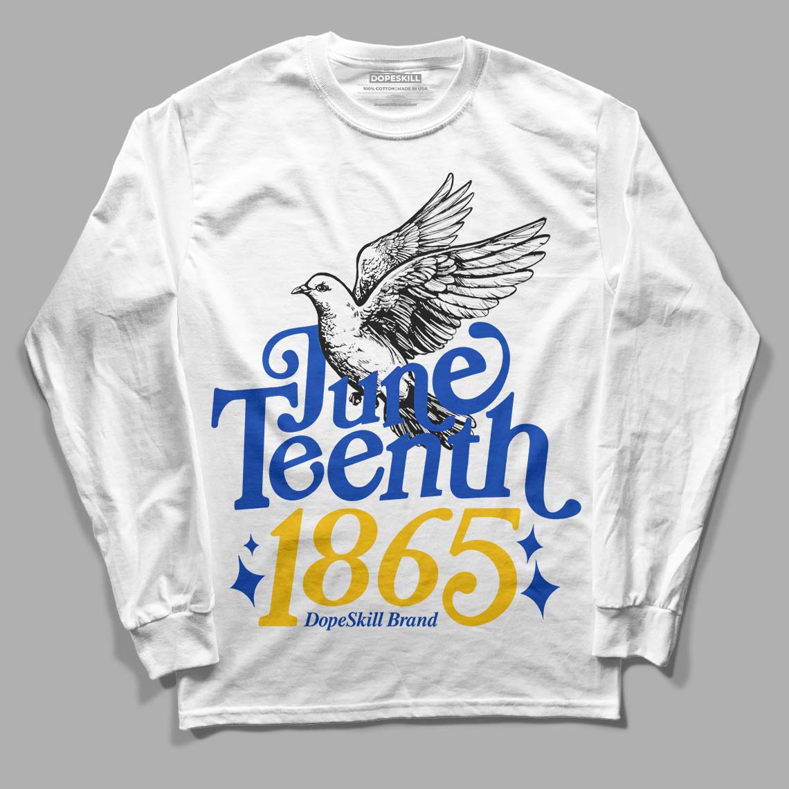 Jordan 14 “Laney” DopeSkill Long Sleeve T-Shirt Juneteenth 1865 Graphic Streetwear - White