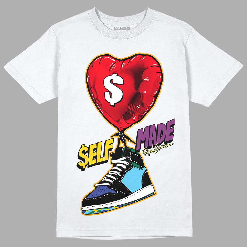 Jordan 1 Mid GS 'Six Championships' DopeSkill T-Shirt Self Made Graphic Streetwear - White