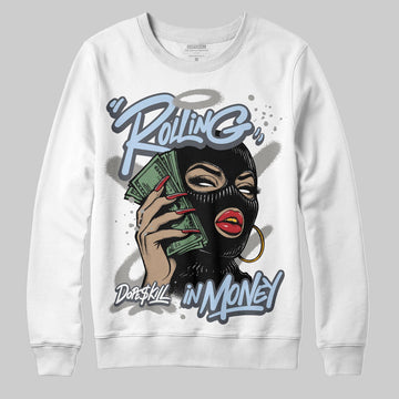 Jordan 11 Cool Grey DopeSkill Sweatshirt Rolling in Money Graphic Streetwear - White