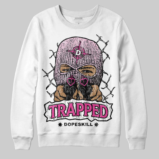 Pink Sneakers DopeSkill Sweatshirt New Trapped Graphic Streetwear - White