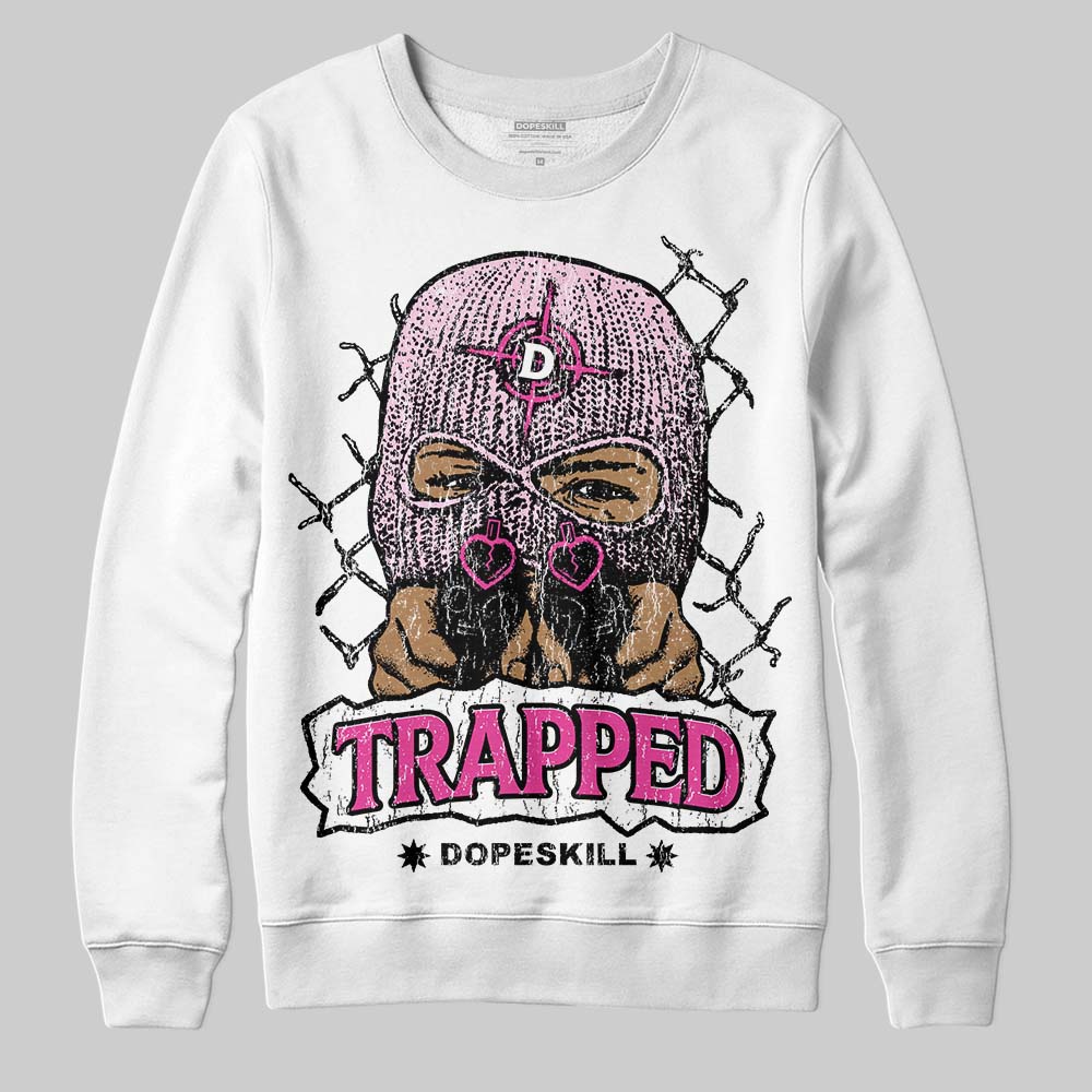 Pink Sneakers DopeSkill Sweatshirt New Trapped Graphic Streetwear - White