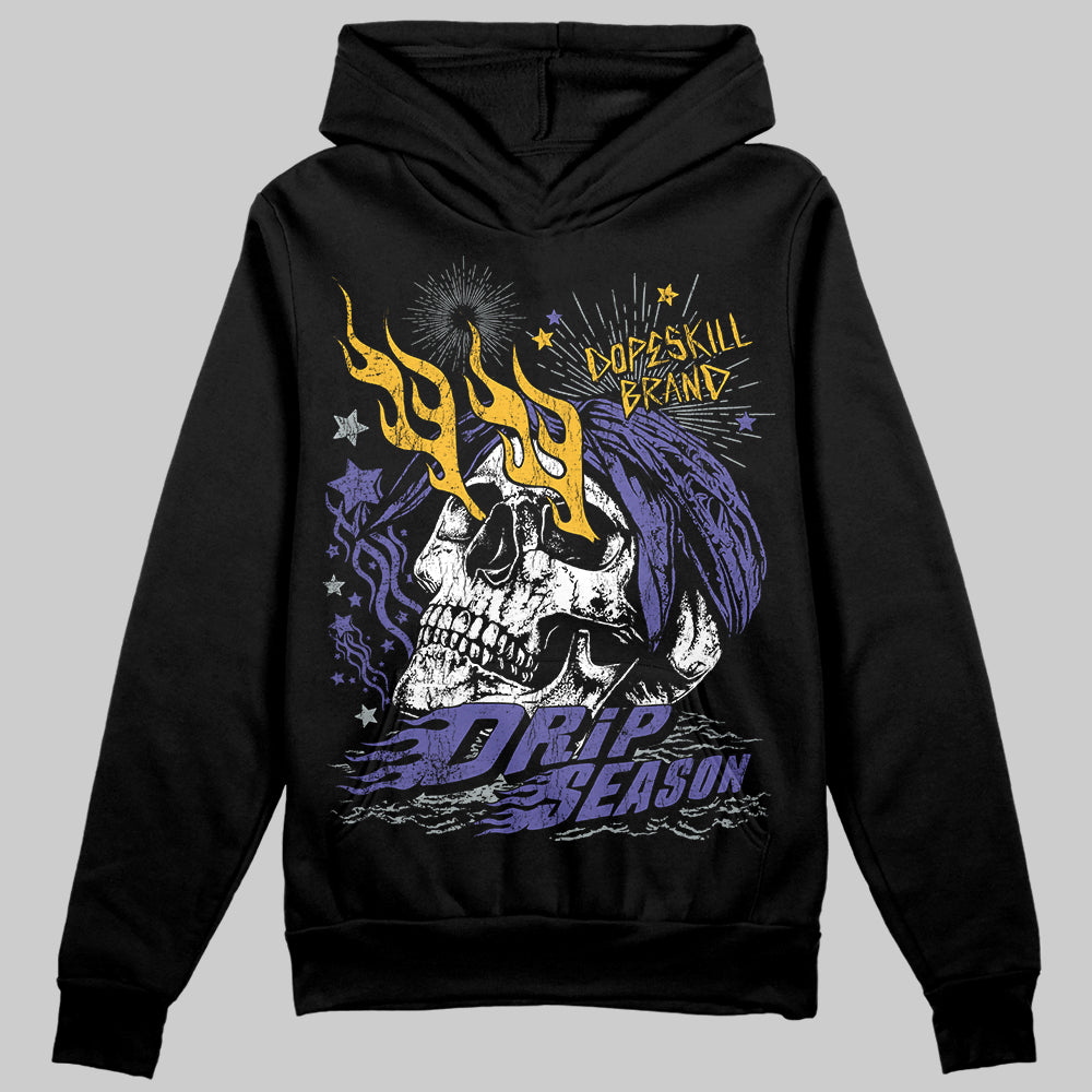 Jordan 4 Retro Lakers DopeSkill Hoodie Sweatshirt Drip Season Graphic Streetwear - Black