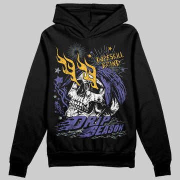 Jordan 4 Retro Lakers DopeSkill Hoodie Sweatshirt Drip Season Graphic Streetwear - Black