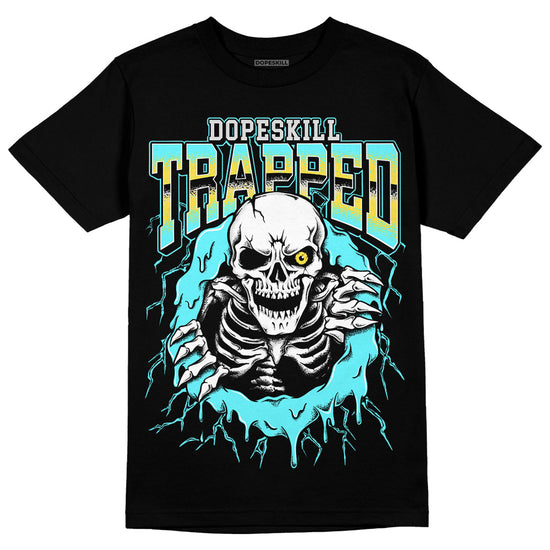 Jordan 5 Aqua DopeSkill T-Shirt Trapped Halloween Graphic Streetwear - Black