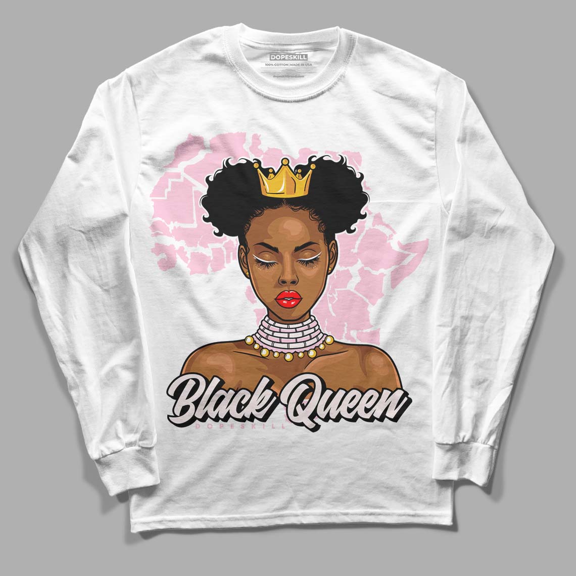 Dunk Low LX Pink Foam DopeSkill Long Sleeve T-Shirt Black Queen Graphic Streetwear - White