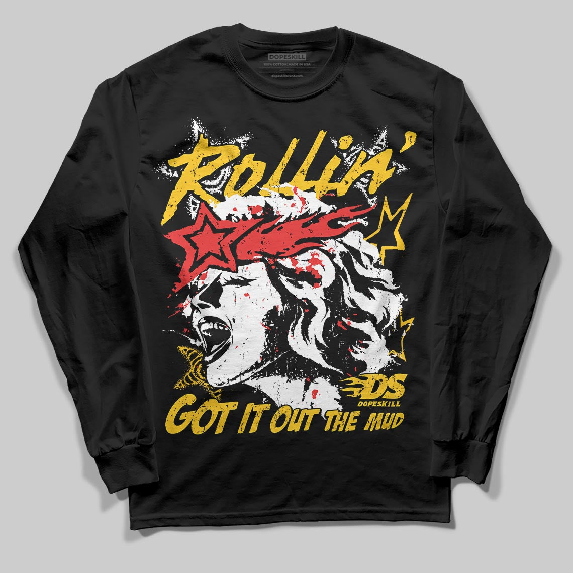 Yellow Sneakers DopeSkill Long Sleeve T-Shirt Got It Out The Mud Graphic Streetwear - Black