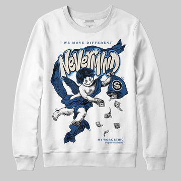 Jordan 1 Low OG “Storm Blue” DopeSkill Sweatshirt Nevermind Graphic Streetwear - White