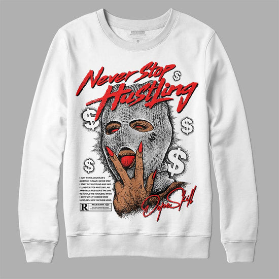 Jordan Spizike Low Bred DopeSkill Sweatshirt Never Stop Hustling Graphic Streetwear - White 