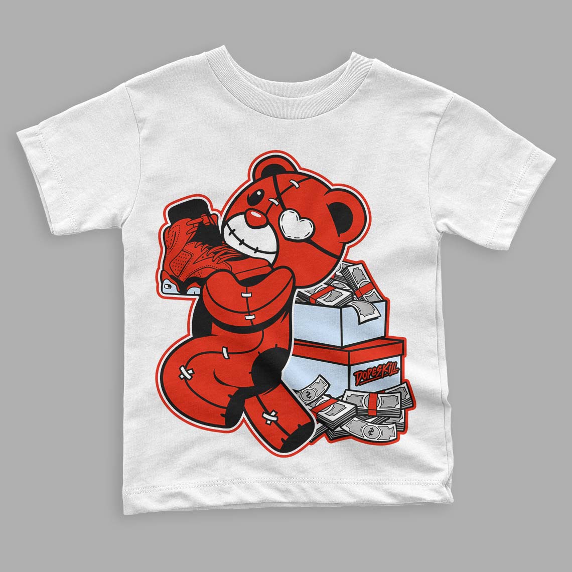 Jordan 6 Retro Toro Bravo DopeSkill Toddler Kids T-shirt Bear Steals Sneaker Graphic Streetwear - White