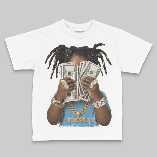 Jordan 14 Retro Black and University Blue DopeSkill Toddler Kids T-shirt Rich Youth Graphic Streetwear - White