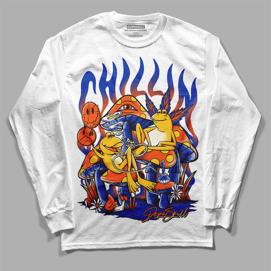 Dunk Low Futura Orange Blaze DopeSkill Long Sleeve T-Shirt Chillin Graphic Streetwear - White