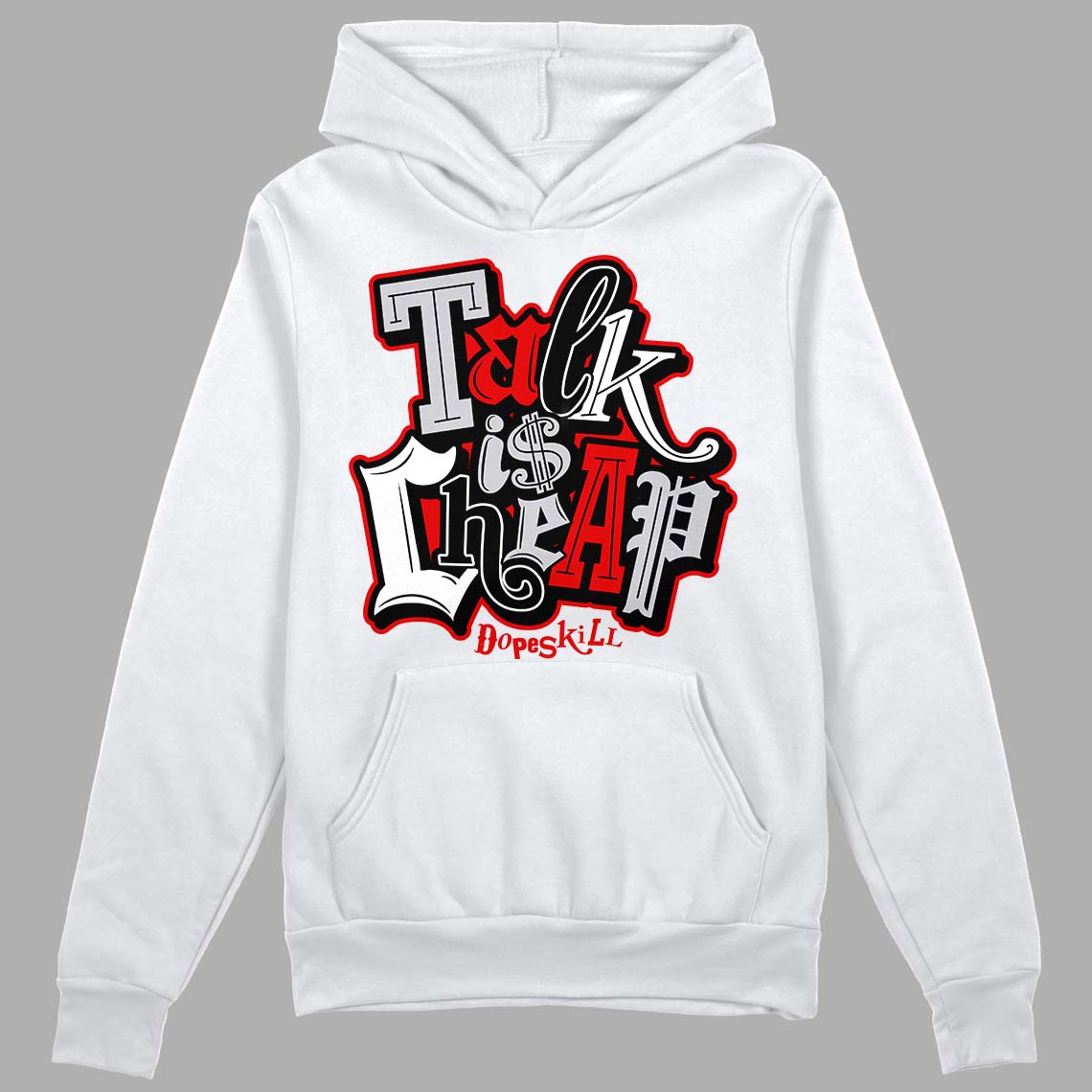 Jordan 2 Retro "Black Cement" DopeSkill Hoodie Sweatshirt Talk Is Chip Graphic Streetwear - White