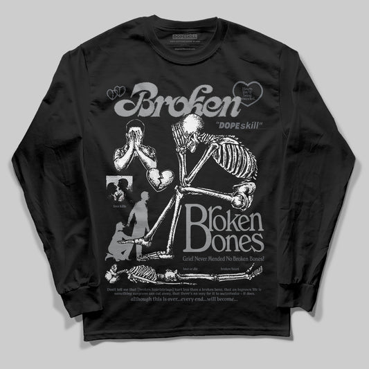 Jordan 5 Retro Wolf Grey (2026) DopeSkill Long Sleeve T-Shirt Broken Bones Graphic Streetwear - Black