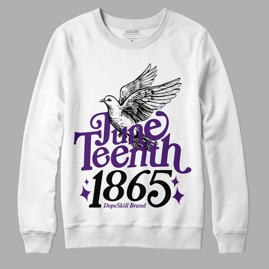 Jordan 12 “Field Purple” DopeSkill Sweatshirt Juneteenth 1865 Graphic Streetwear - White