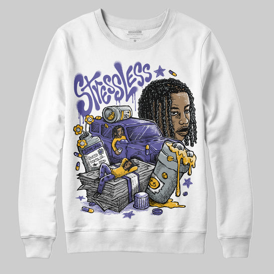 Jordan 4 Retro Lakers DopeSkill Sweatshirt Stressless Graphic Streetwear - White