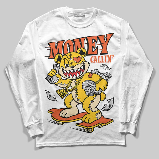 Yellow Sneakers DopeSkill Long Sleeve T-Shirt Money Callin' Graphic Streetwear - White