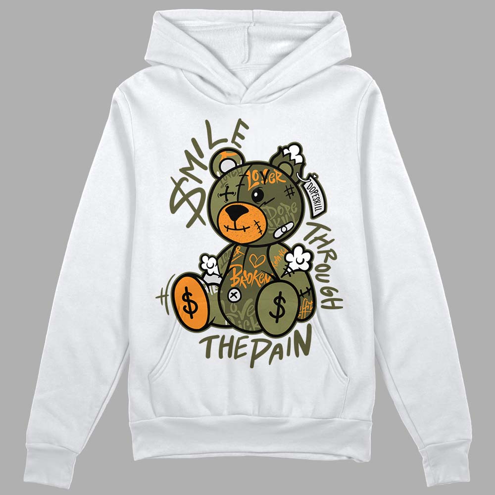 Jordan 5 "Olive" DopeSkill Hoodie Sweatshirt Smile Through The Pain Graphic Streetwear - White 