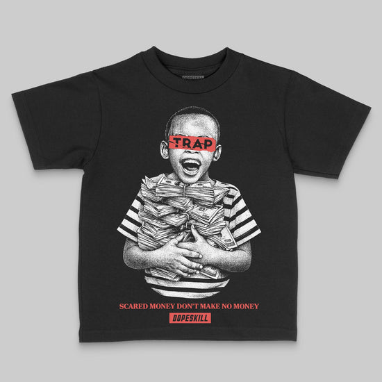 Red Sneakers DopeSkill Toddler Kids T-shirt Scared Money Don't Make No Money Graphic Streetwear - Black