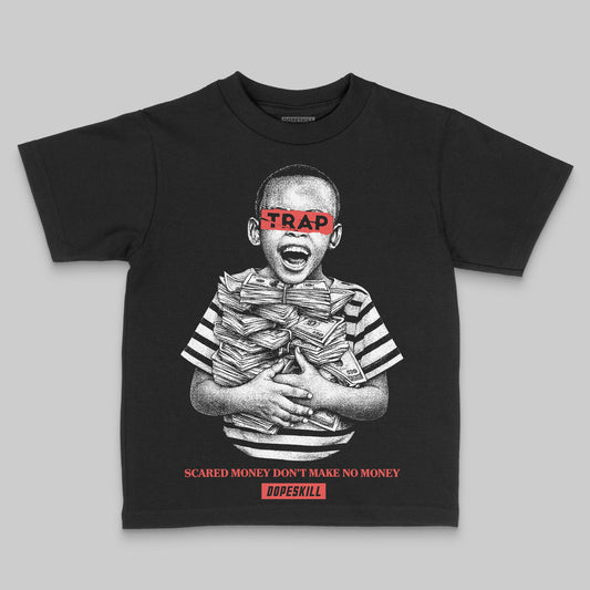 Red Sneakers DopeSkill Toddler Kids T-shirt Scared Money Don't Make No Money Graphic Streetwear - Black