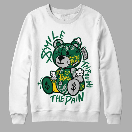 Jordan 1 Retro High OG Gorge Green DopeSkill Sweatshirt Smile Through The Pain Graphic Streetwear  - White 