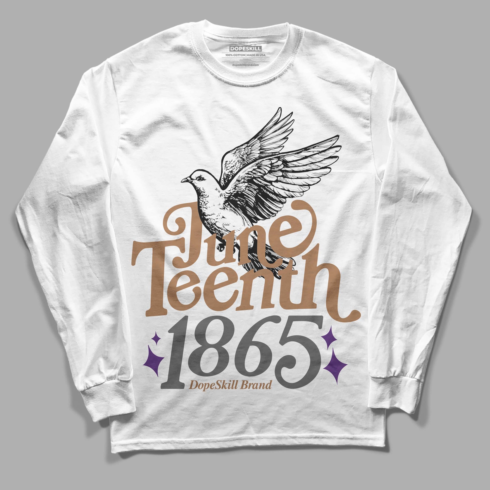 Jordan 6 WMNS Gore-Tex Brown Kelp DopeSkill Long Sleeve T-Shirt Juneteenth 1865 Graphic Streetwear - White