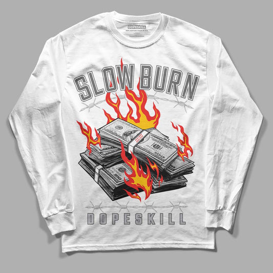 Grey Sneakers DopeSkill Long Sleeve T-Shirt Slow Burn Graphic Streetwear - White