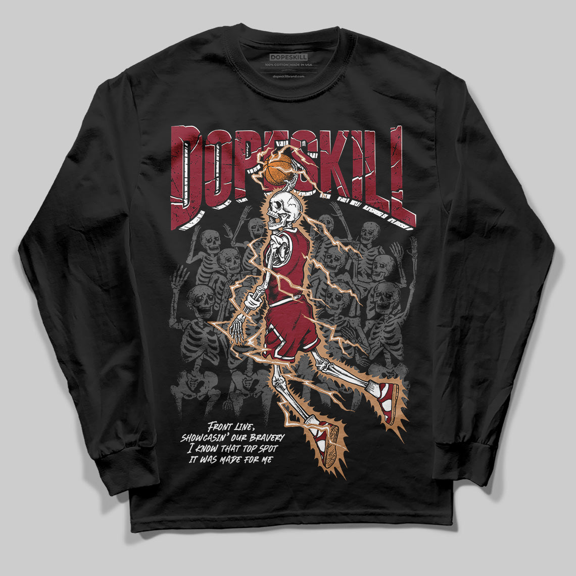 Adidas SAMBA OG ‘Collegiate Burgundy’ DopeSkill Long Sleeve T-Shirt Thunder Dunk Graphic Streetwear - Black