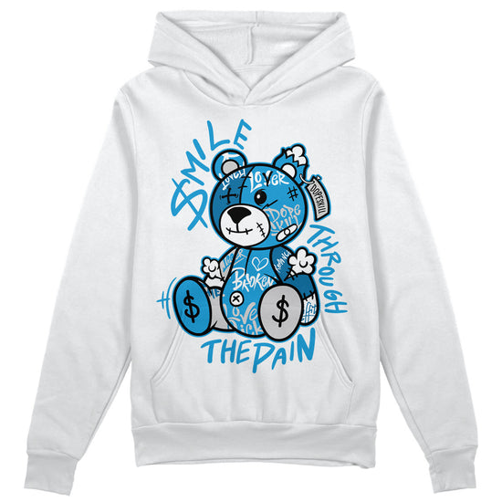 Jordan 4 Retro Military Blue DopeSkill Hoodie Sweatshirt Smile Through The Pain Graphic Streetwear - White