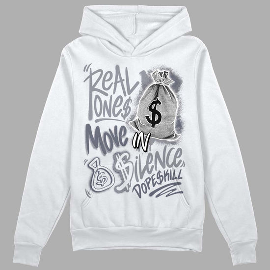 Jordan 14 Retro 'Stealth' DopeSkill Hoodie Sweatshirt Real Ones Move In Silence Graphic Streetwear - White