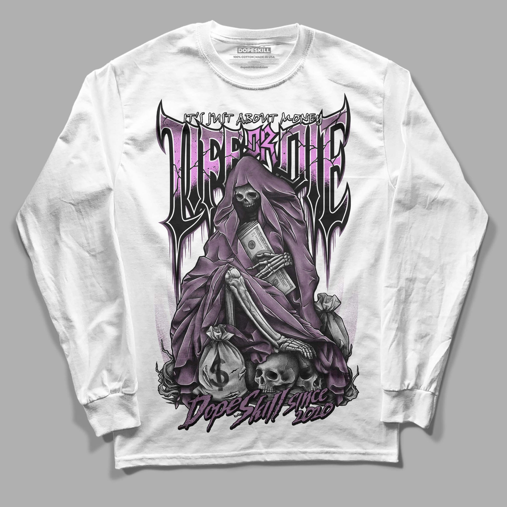 Jordan 2 “Mauve/Off-Noir” DopeSkill Long Sleeve T-Shirt Life or Die Graphic Streetwear - White 