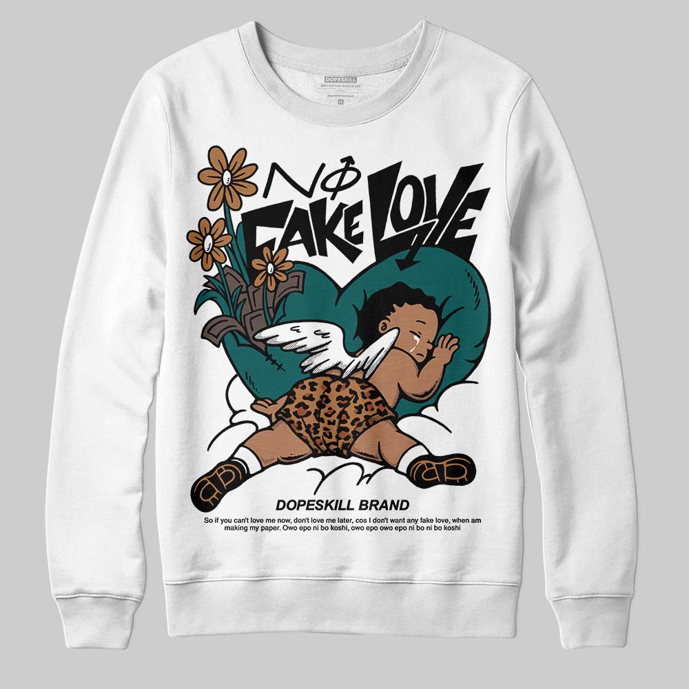 Adidas Samba OG Leopard Pack Collegiate Green DopeSkill Sweatshirt No Fake Love Graphic Streetwear - White