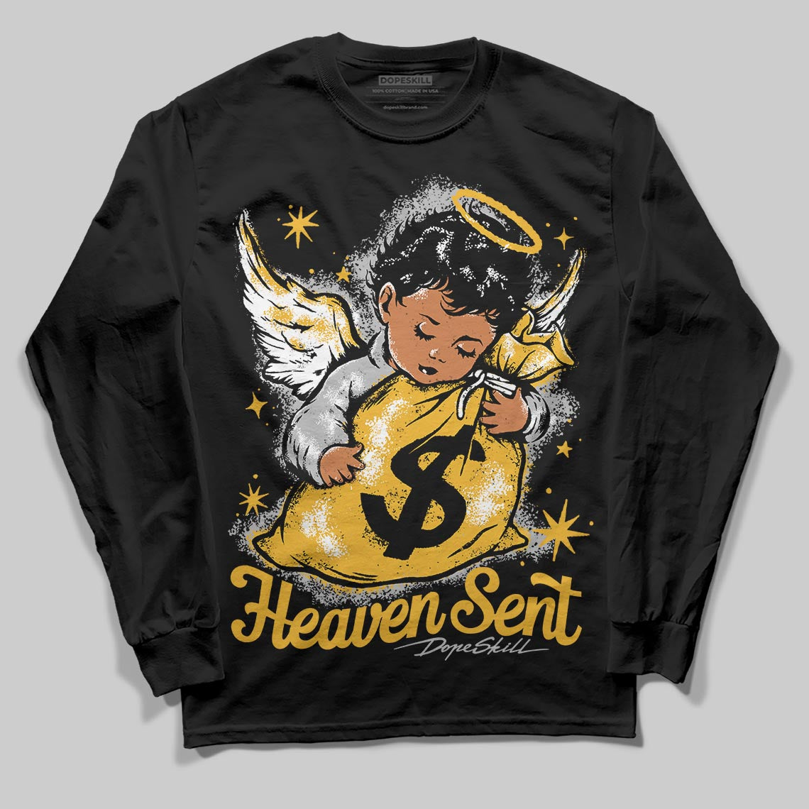 Jordan 5 'Tokyo' DopeSkill Long Sleeve T-Shirt Heaven Sent Graphic Streetwear - Black