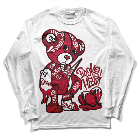 Jordan 1 Retro High '85 OG Metallic Burgundy DopeSkill Long Sleeve T-Shirt Broken Heart Graphic Streetwear - White