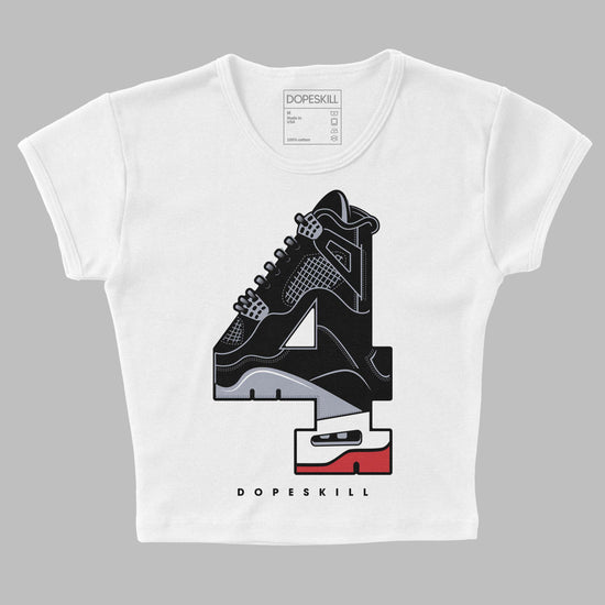 Jordan 4 “Bred Reimagined” DopeSkill Women's Crop Top No.4 Graphic Streetwear - White