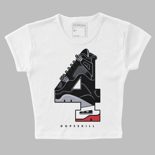 Jordan 4 “Bred Reimagined” DopeSkill Women's Crop Top No.4 Graphic Streetwear - White