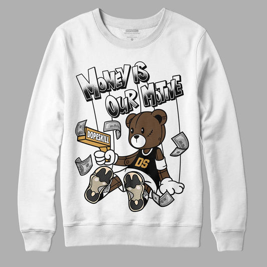 Jordan 11 "Gratitude" DopeSkill Sweatshirt Money Is Our Motive Bear Graphic Streetwear - White 