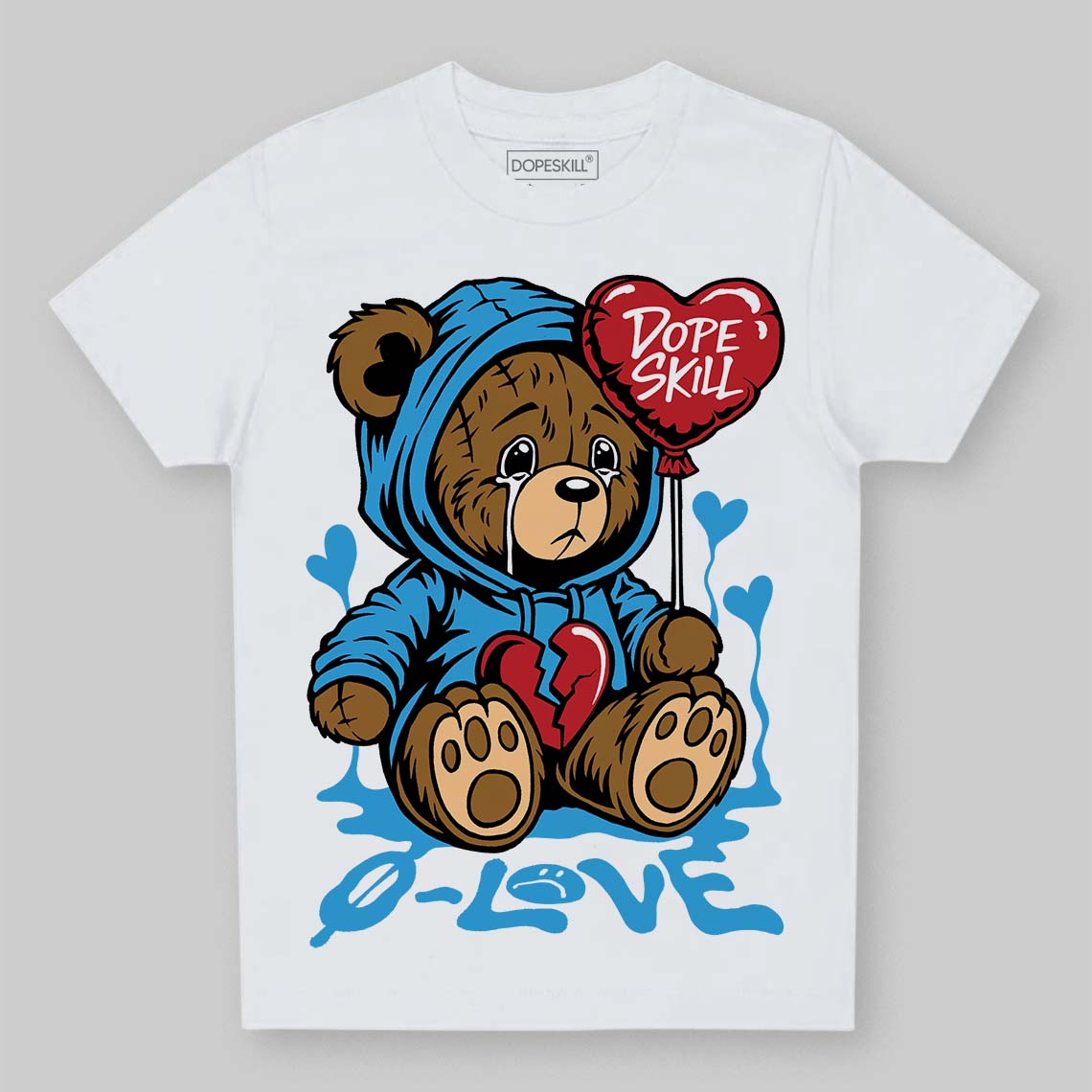 Jordan 1 High OG “UNC” Reimagined DopeSkill Toddler Kids T-shirt Broken Bear Graphic Streetwear - White