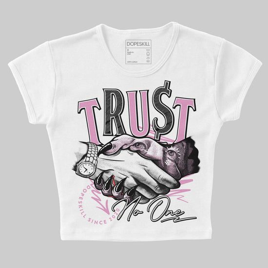 Jordan 4 WMNS “Orchid” DopeSkill Women's Crop Top Trust No One Graphic Streetwear - White