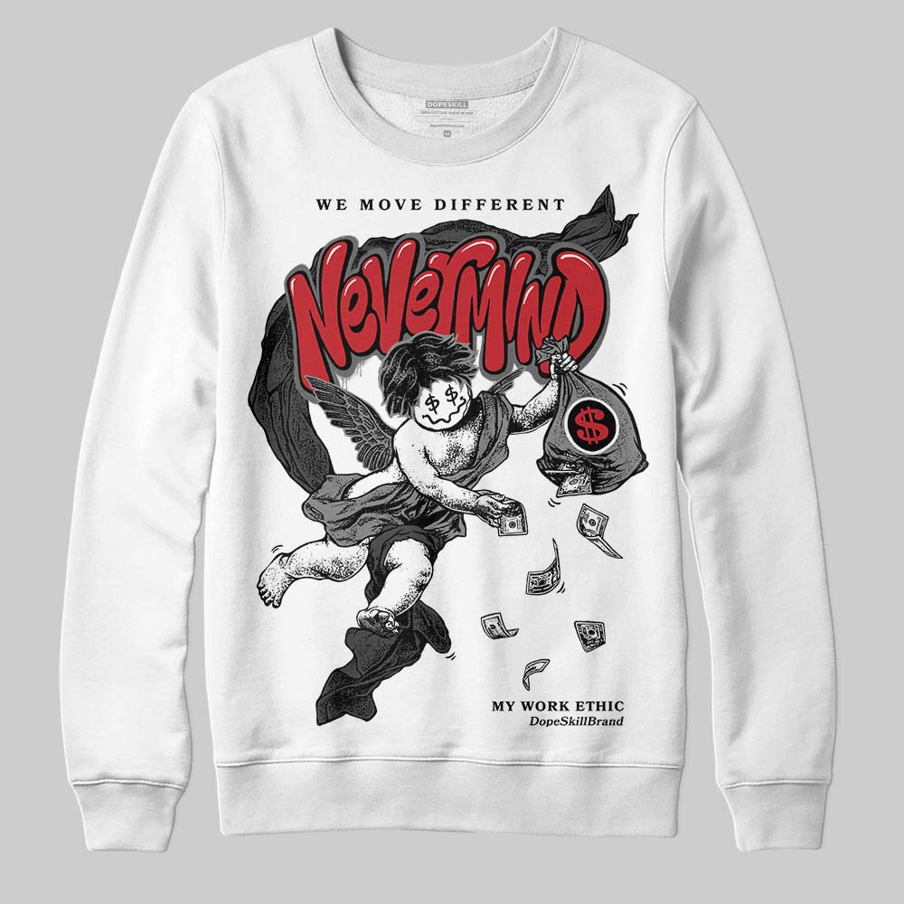 Jordan 4 “Black Cat” (2025) DopeSkill Sweatshirt Nevermind Graphic Streetwear - White
