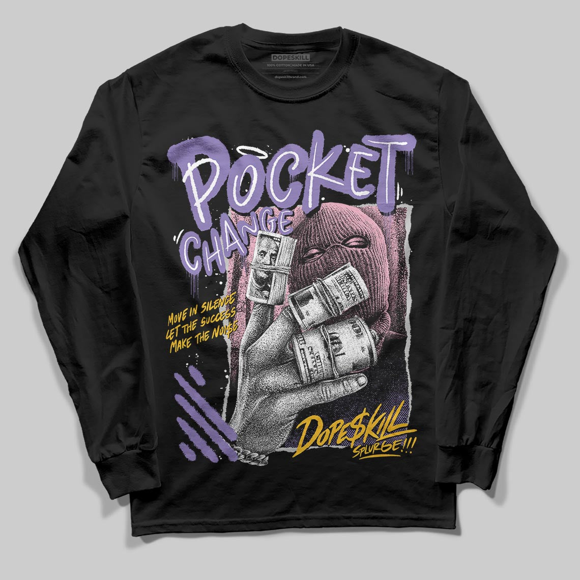 Jordan 11 "Mojave" DopeSkill Long Sleeve T-Shirt Pocket Change Graphic Streetwear - black