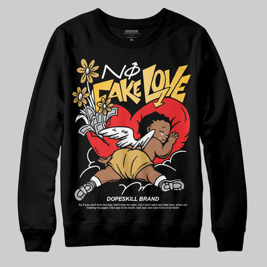 Jordan 12 "Phantom" DopeSkill Sweatshirt No Fake Love Graphic Streetwear - Black